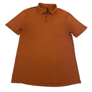 Lululemon Rust‎ Brown Short Sleeve Polo Shirt Sz L
